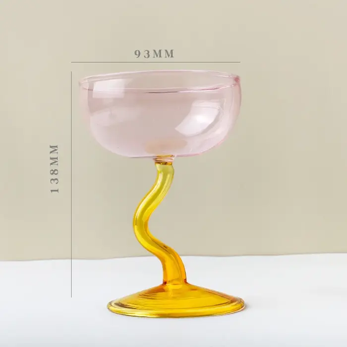 Bol rond gobelet Dessert tasse en verre tasse en forme de S tige bol de crème glacée tasse Milkshake