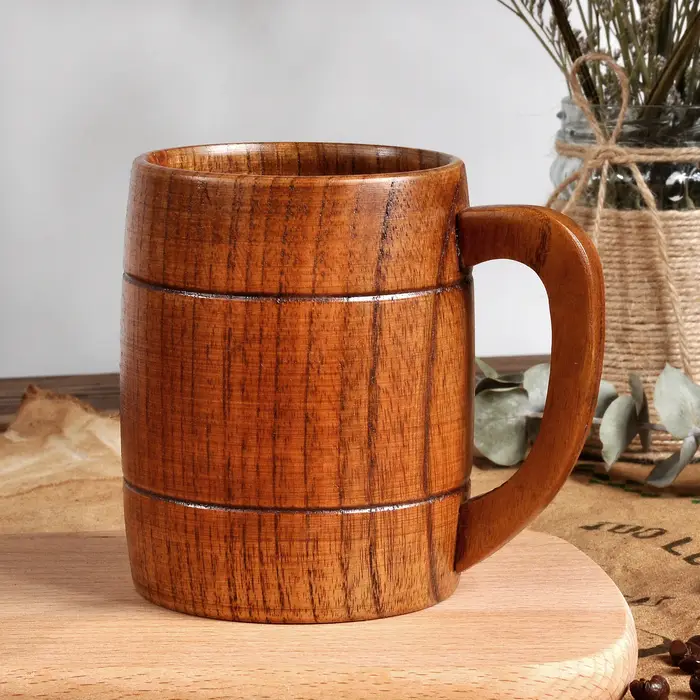 Tasse à café en bois artisanale de 320ml