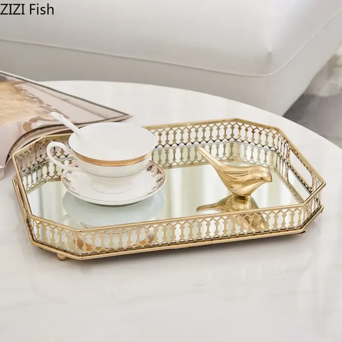 Plateaux décoratifs en verre miroir vintage