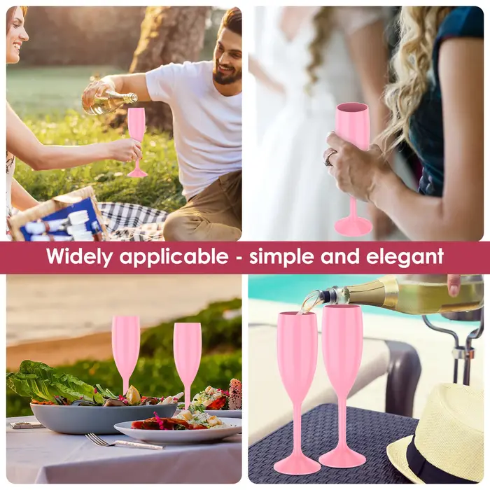 12 pièces flûtes à Champagne verre rose élégant