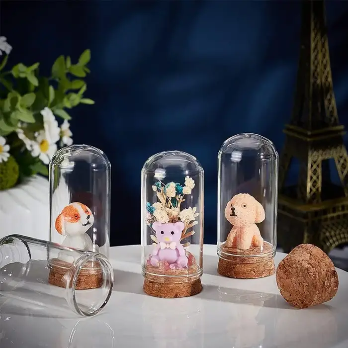 Cloche en verre avec base en liège