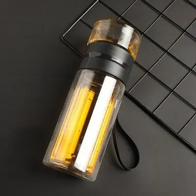 Tasse à thé en verre borosilicaté transparent à double paroi avec poignée