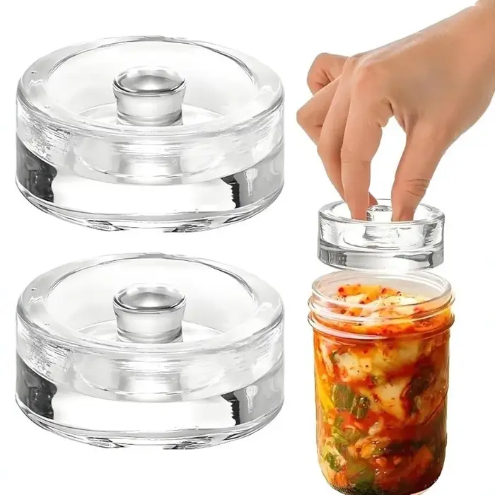 1/2/4 Pièces Poids de Fermentation en Verre Transparent avec Poignée pour Bocaux à Large Ouverture et Couvercles