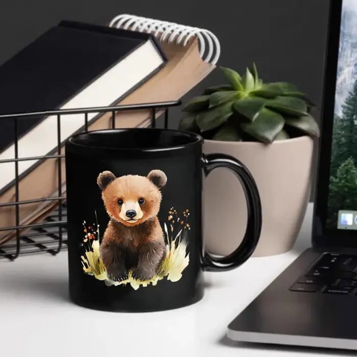 Tasse en céramique avec ours noir