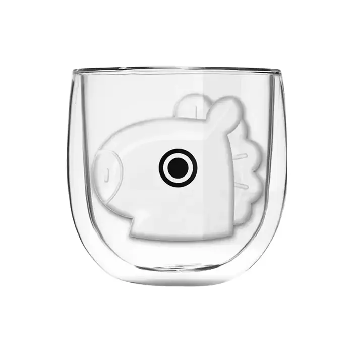 Tasses à café en verre borosilicaté à double paroi de dessin animé