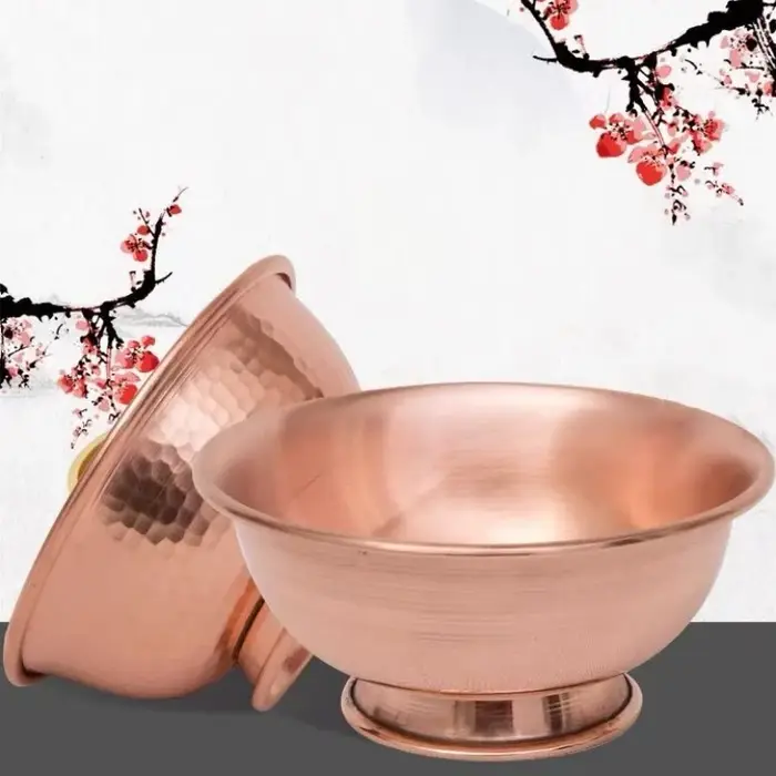 Bol à pieds hauts pour salade en cuivre rouge Vintage