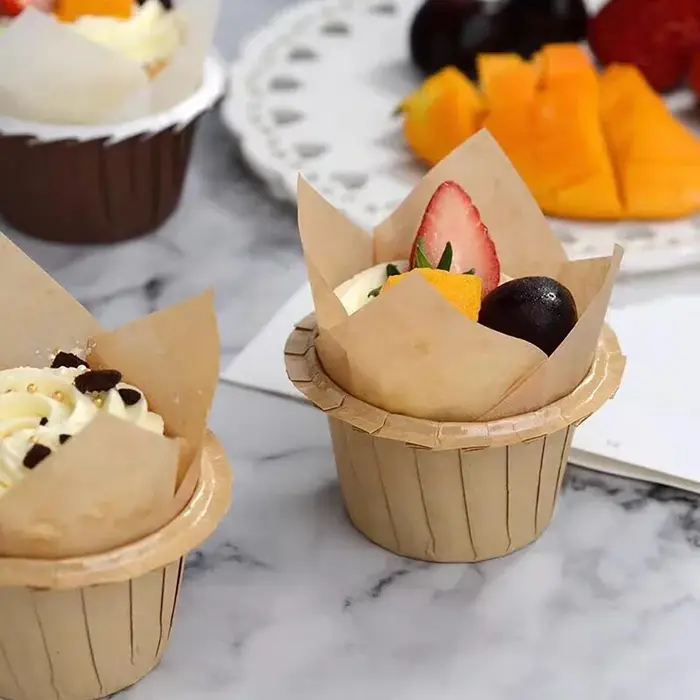 Gobelets en papier pour muffins tulipes, 50 pièces, anti-huile, doublure de Cupcakes, boîte à muffin
