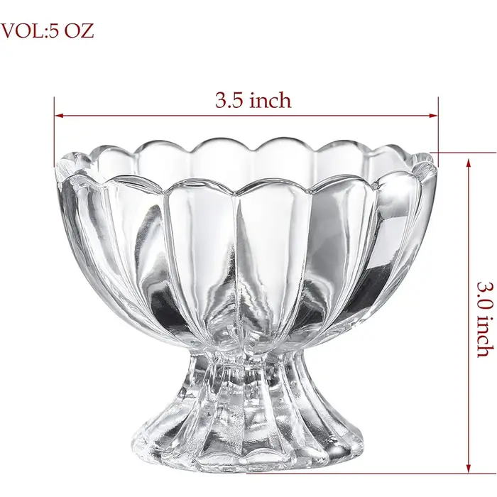 Bol à dessert en verre tulipe à pied de 5 oz – Idéal pour les coupes glacées