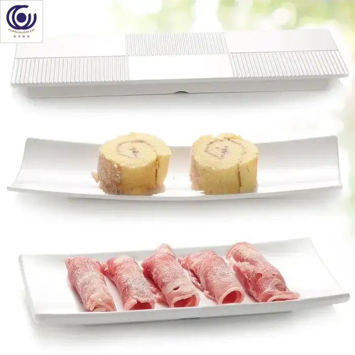 Assiette rectangulaire en plastique imitation mélamine