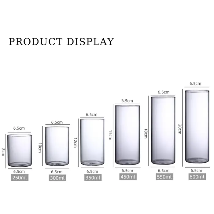 Vases cylindriques en verre