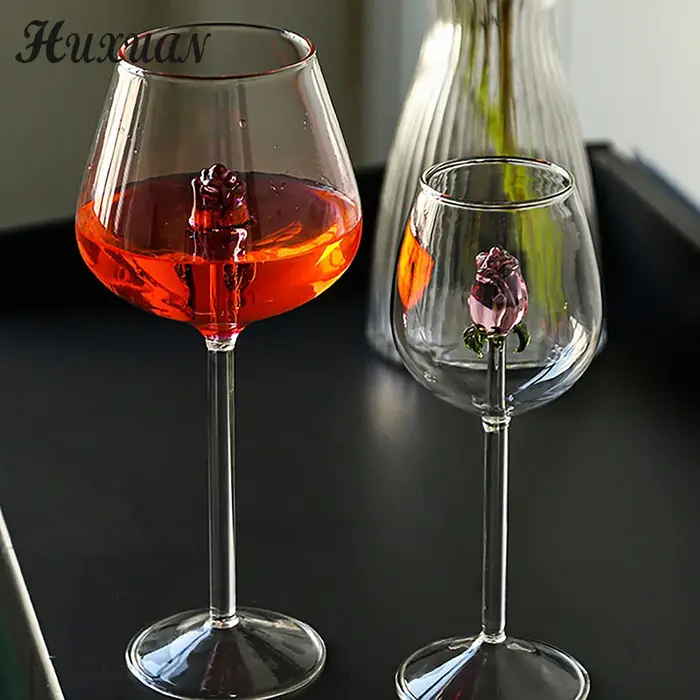 Verre Rose 3D créatif, verres à vin rouge et blanc intégrés