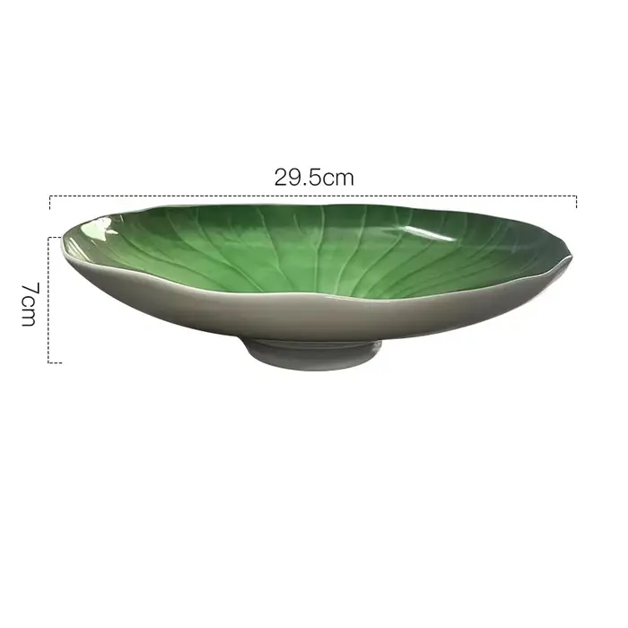 Assiette unique en forme de feuille de lotus verte