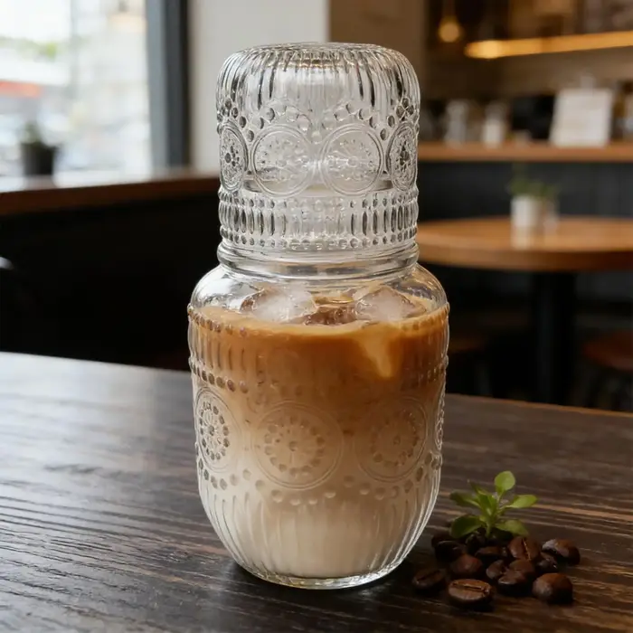 Carafe et verre de chevet motif flocon de neige – Pichet à eau avec tasse pour thé