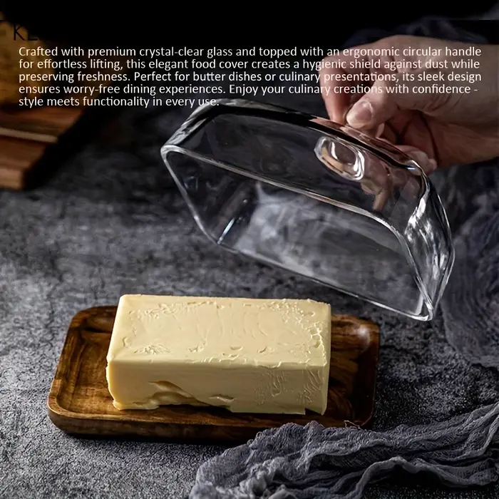 Beurre vintage avec couvercle en verre - Assiette à dîner rectangulaire élégante