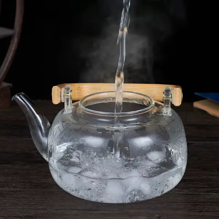 Théière transparente en verre Borosilicate de 1000/1200ml, pour cérémonie du thé chinois, avec filtr