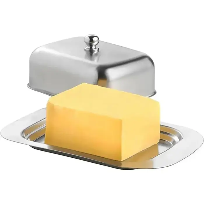 Plat à beurre en acier inoxydable avec couvercle, boîte de rangement pour beurre et fromage, plat à fromage, assiette à beurre avec couvercle, porte-beurre, vaisselle de cuisine