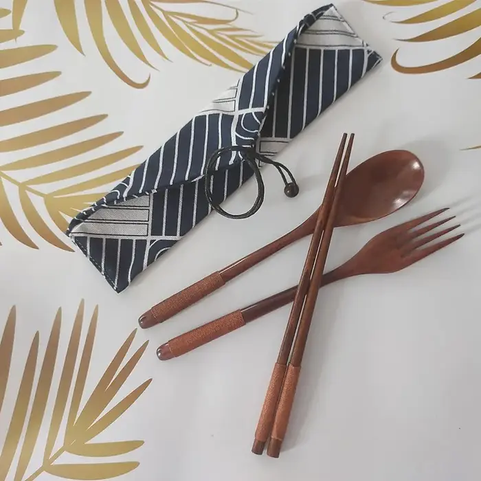 Ensemble de couverts en bois naturel durable 3 pièces