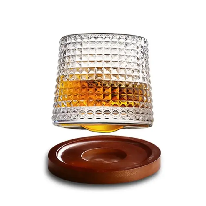 Bureau à domicile avec Base tasse en verre cristal rhum