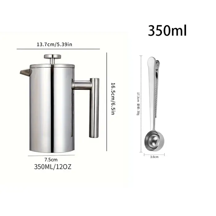 Cafetière à presse française en acier inoxydable, cafetière à pression française isolée à Double par