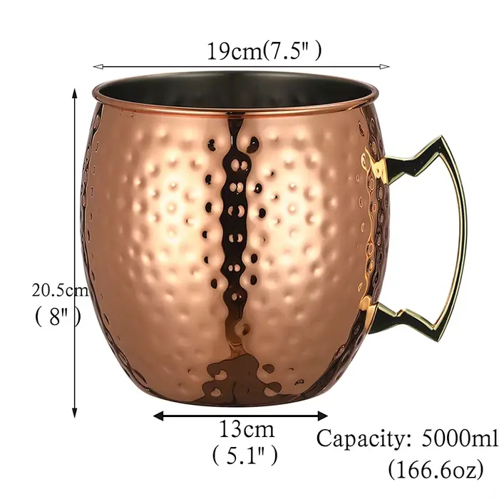 Tasse mule géante martelée de Moscou, Mega Mug, tasse seau à glace, 5L
