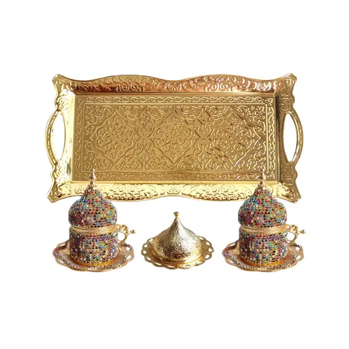 Tasse à café légère de luxe, ensemble doré, Style palais européen, tasse concentrée italienne faite
