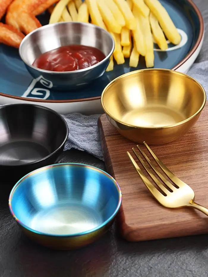 Plats à Sauce dorée en acier inoxydable