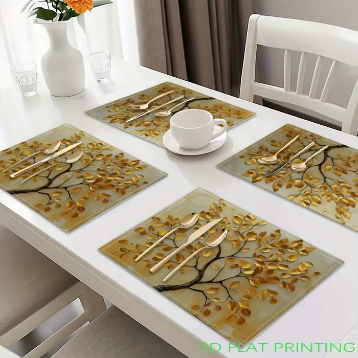 Sets de table imprimés feuilles d'or