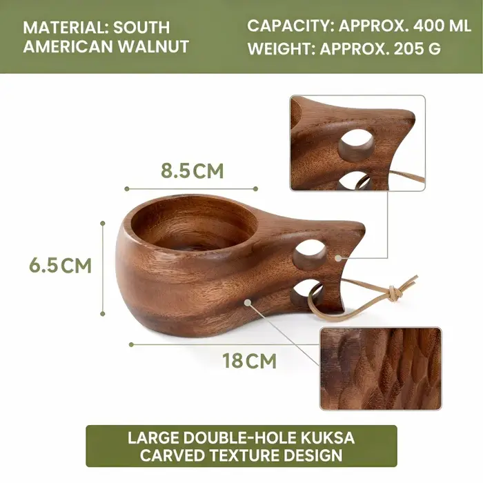 Tasse Kuksa en bois d'acacia 200/400 ml