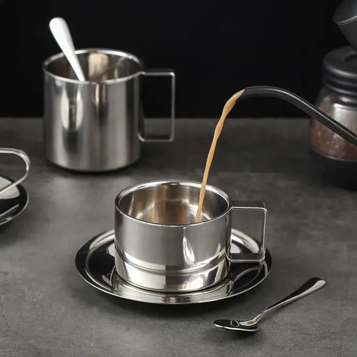 Tasse à café Vintage en acier inoxydable