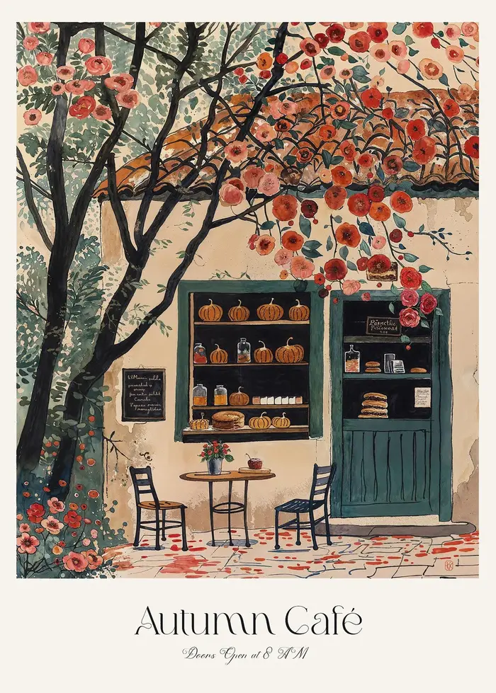 Affiche sur toile illustrant des pâtisseries françaises du café Lemon Paris en Italie