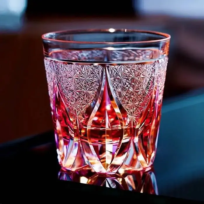 Verre à vin en cristal rose haut de gamme Edo Kiriko