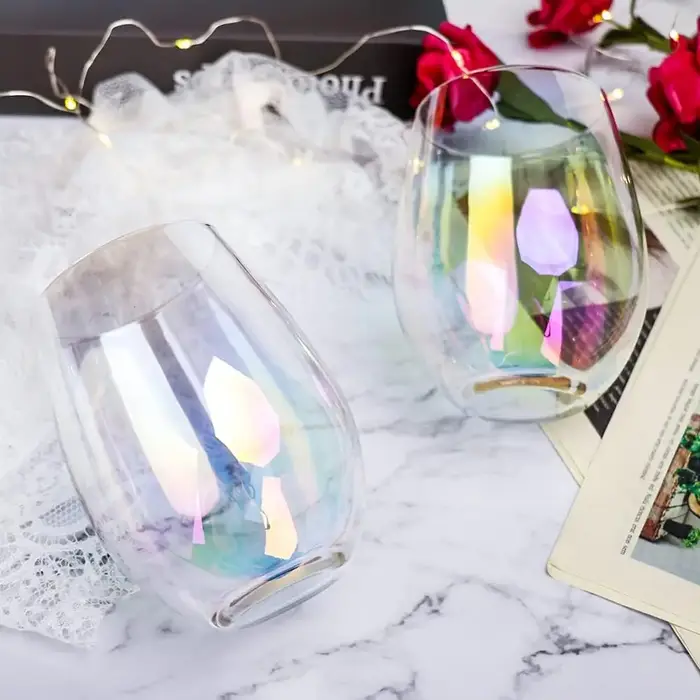 Verres à vin arc-en-ciel (ensemble de 2/lot de 4)-20 oz