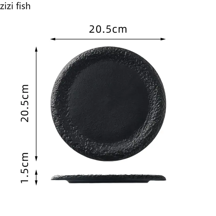 Assiette ronde en céramique noire