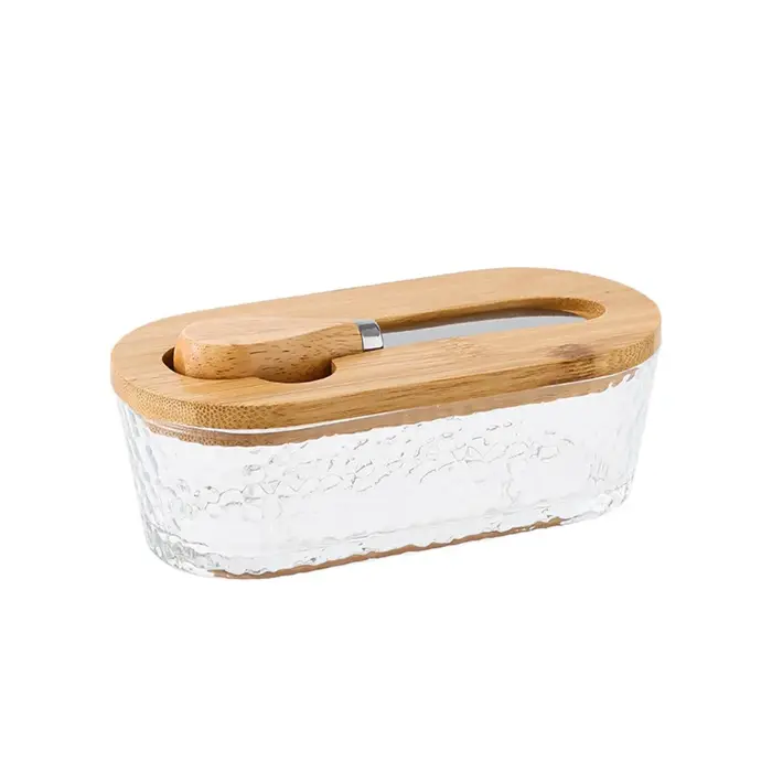 Boîte à beurre en verre de forme ovale Durable