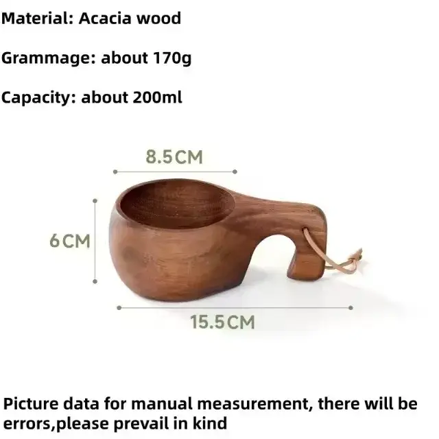 Mug en bois d'acacia naturel Kuksa 200ml & 400ml, tasse à café portable pour le camping en plein air