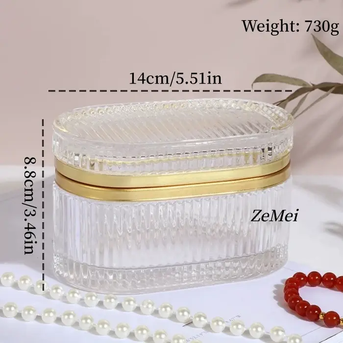 Pot de rangement en verre, organiseur de bijoux, pot à bonbons en verre, avec couvercle, boîte anti-
