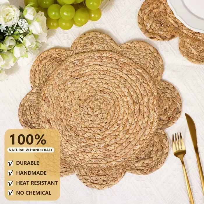 Napperons ronds tissés en rotin de 13.8 pouces