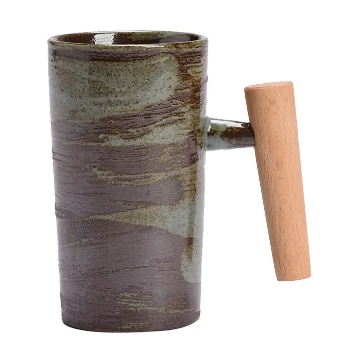 Tasse à café en poterie d'aldéhyde décroissante à la main