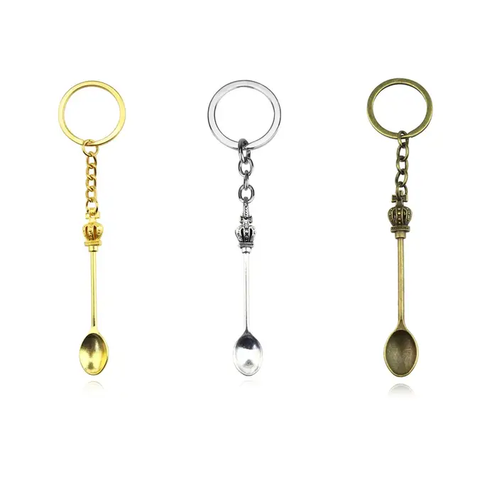 Mini Cuillère avec Porte-Clés pour Dessert, Petite Cuillère de Cuisine Vintage, Cadeau Pendentif DIY