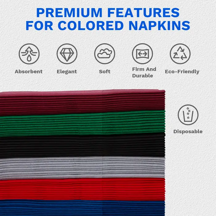 JINYUDOME 25/50 pièces Serviettes de table jetables colorées avec pochette intégrée pour couverts