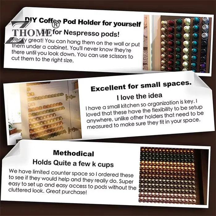 Bandes de rangement pour dosettes de café