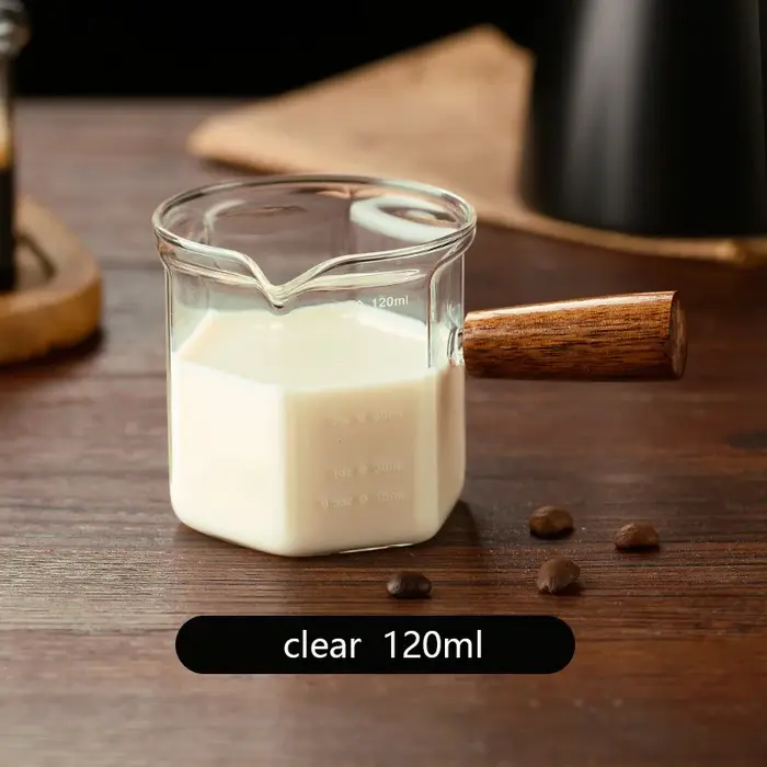 YWDL Tasse à mesurer en verre pour expresso 120 ml avec poignée en bois