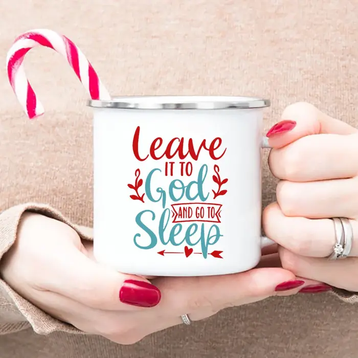 Tasses à café et à thé en émail de foi chrétienne, cadeau de citation religieuse pour les croyants, tasse de camping, cadeaux de foi religieuse