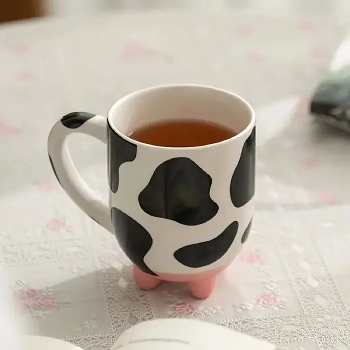 Tasse à café en céramique avec impression de vache amusante pour la famille, les collègues, les ense