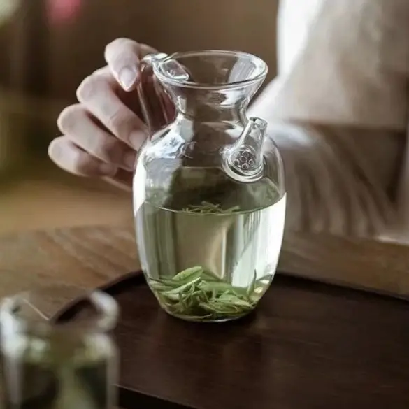 Théière en verre Imitation chanson, brassage Transparent, théière verte, service à thé, petite bouil