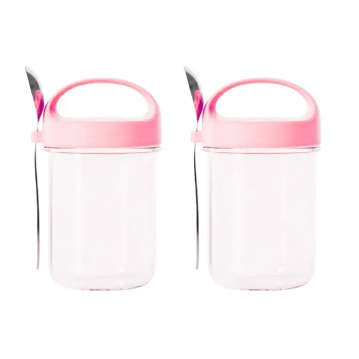 Lot de 2 pots en verre à large ouverture, hermétiques, pour yaourt, flocons d'avoine, smoothies et c