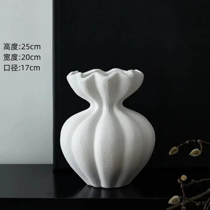 Vase en céramique française unique avec charme Wabi-Sabi, récipient floral haut de gamme, décoration