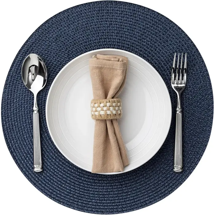Ensemble de 4 sets de table ronds tissés en plastique