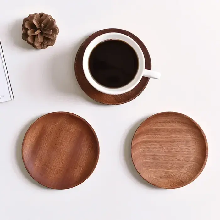 Vaisselle ronde ovale en bois massif