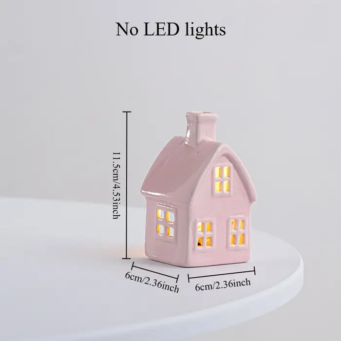 Décoration de noël porcelaine Miniature maison de Village lumière LED céramique château modèle maiso